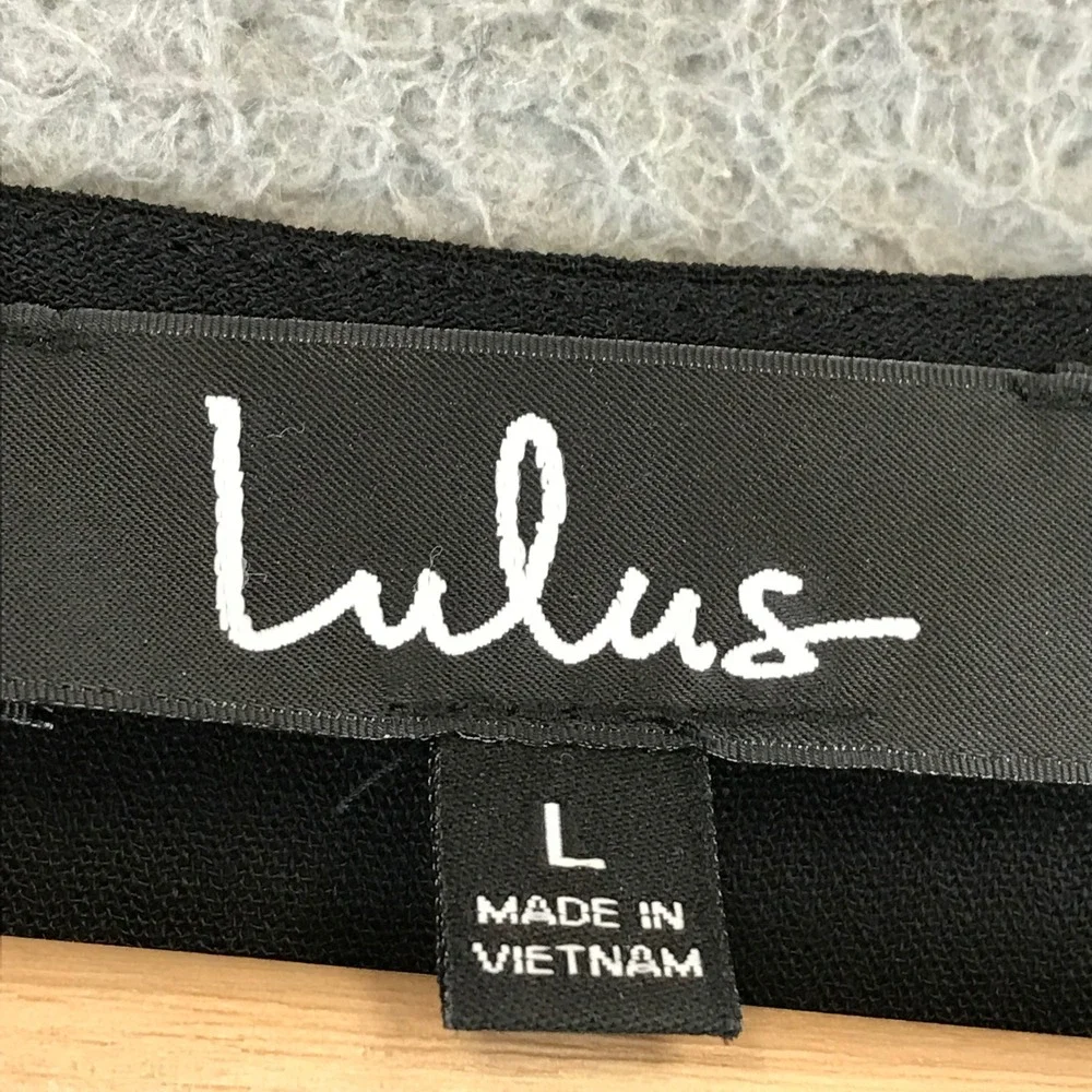 New Lulus Black Wrap Maxi Dress Flutter Sleeve Tie Waist Textured L - Picture 5 of 12